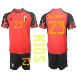 Belgien Michy Batshuayi #23 Hjemmebanesæt Børn VM 2022 Kort ærmer (+ korte bukser)
